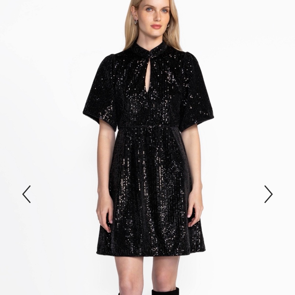 NWOT Johnny Was Eve black sequin mini dress